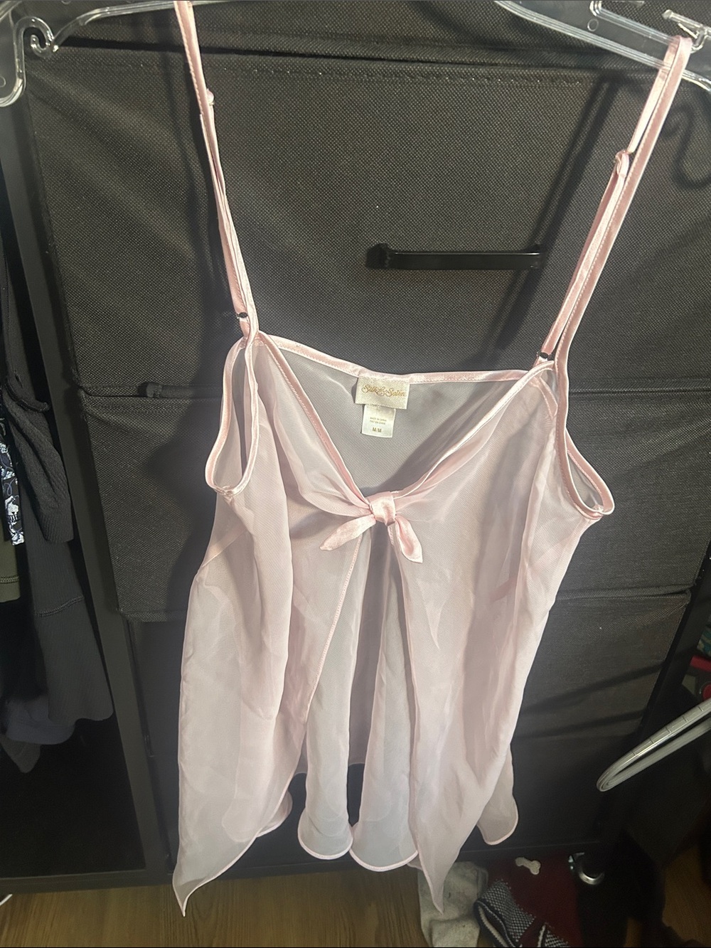 Sheer Light Pink Tie-Front Camisole 18” Ptp